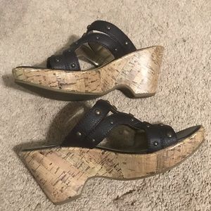 American Eagle Chocolate Brown Studded Cork Heels